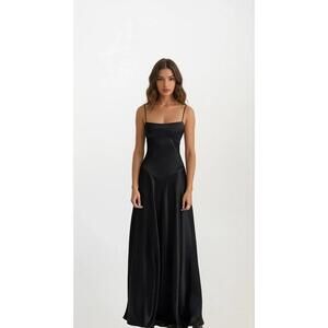 House of CB 'Anabella" Black Lace up Maxi Dress/ Size XL